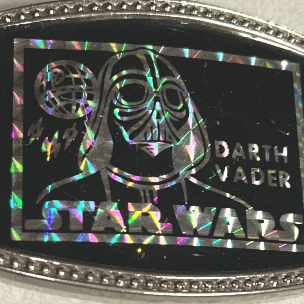 Vintage Star Wars Belt Buckle Black Holographic Darth Vader Good Prism